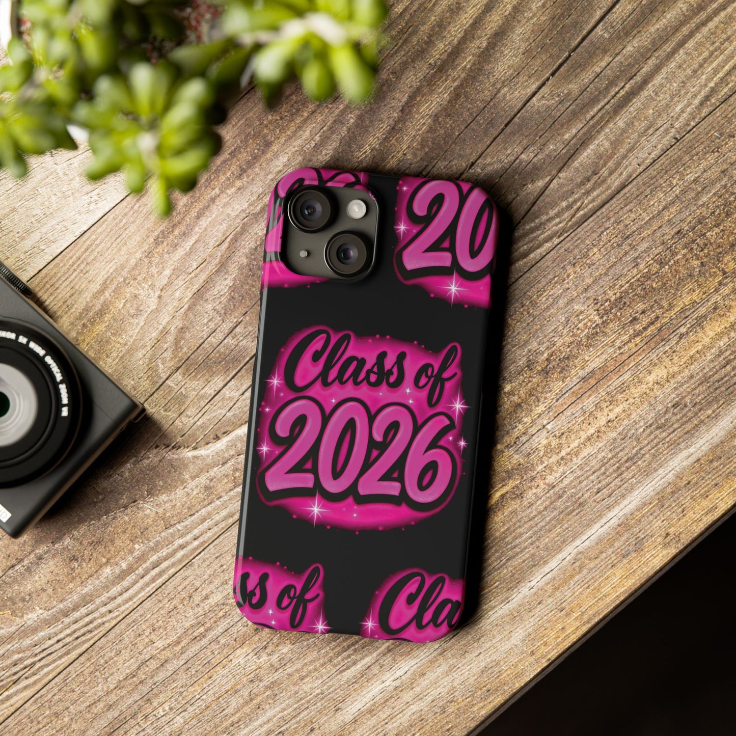 Class of 2026 iPhone Phone Case, Airbrush Graffiti Slim Case Cover,