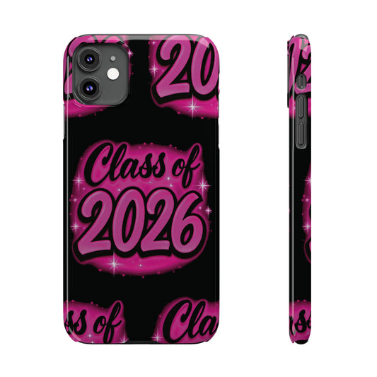 Class of 2026 iPhone Phone Case, Airbrush Graffiti  Slim Case Cover,