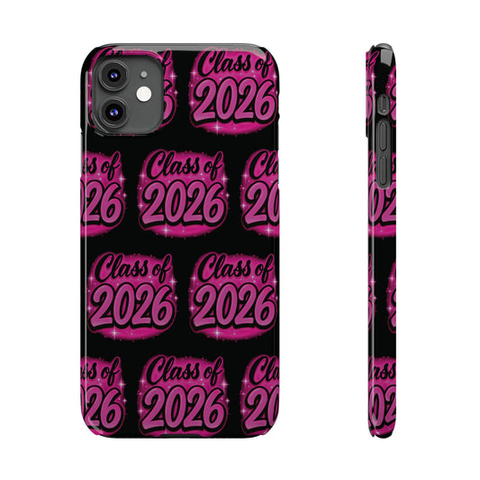 Class of 2026 iPhone Phone Case, Airbrush Graffiti  Slim Case Cover,