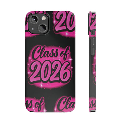 Class of 2026 iPhone Phone Case, Airbrush Graffiti  Slim Case Cover,