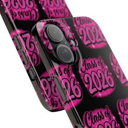 Class of 2026 iPhone Phone Case, Airbrush Graffiti  Slim Case Cover,