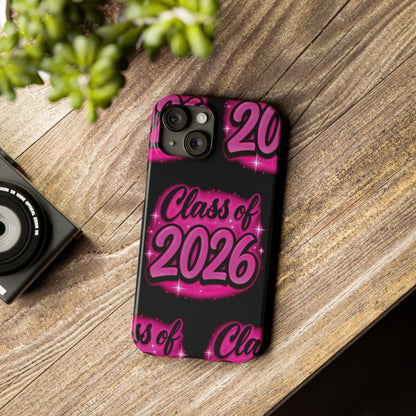 Class of 2026 iPhone Phone Case, Airbrush Graffiti  Slim Case Cover,